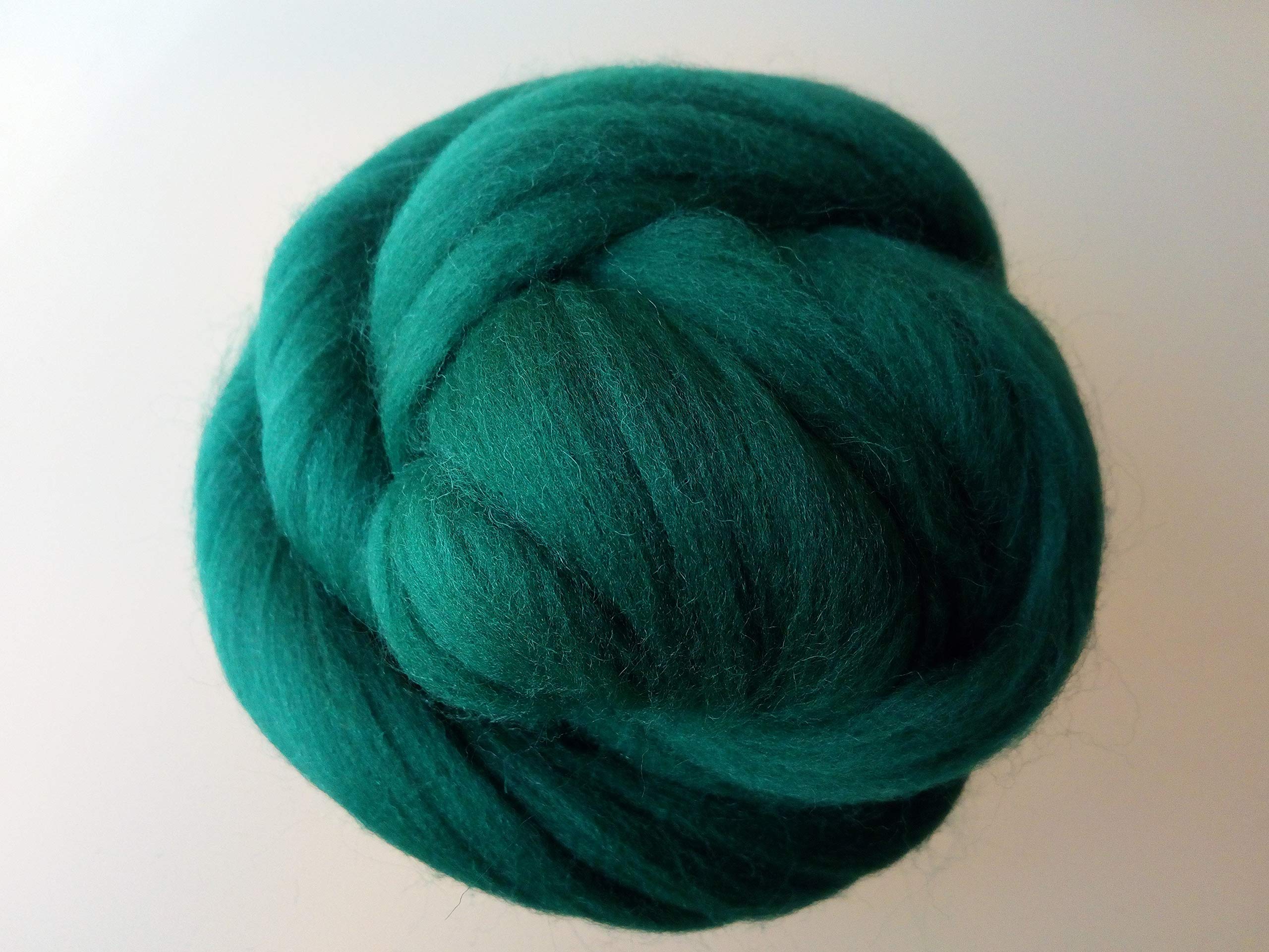 100% Merino Wool Roving Tops – 90 Colours to Mix and Match for Needle and Wet Felting, Spinning, Weaving and DIY Craft – 50 g Packs (Bottle Green) — image 1