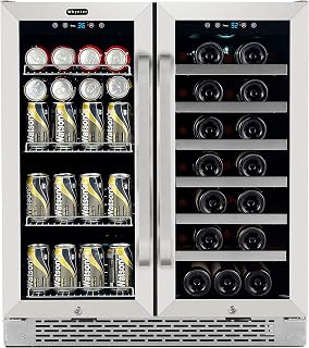 Whynter BWB-3388FDS 30″ Built-in French Door 33 Bottle Wine Refrigerator, 24" Wide Dual Zone, Stainless Steel