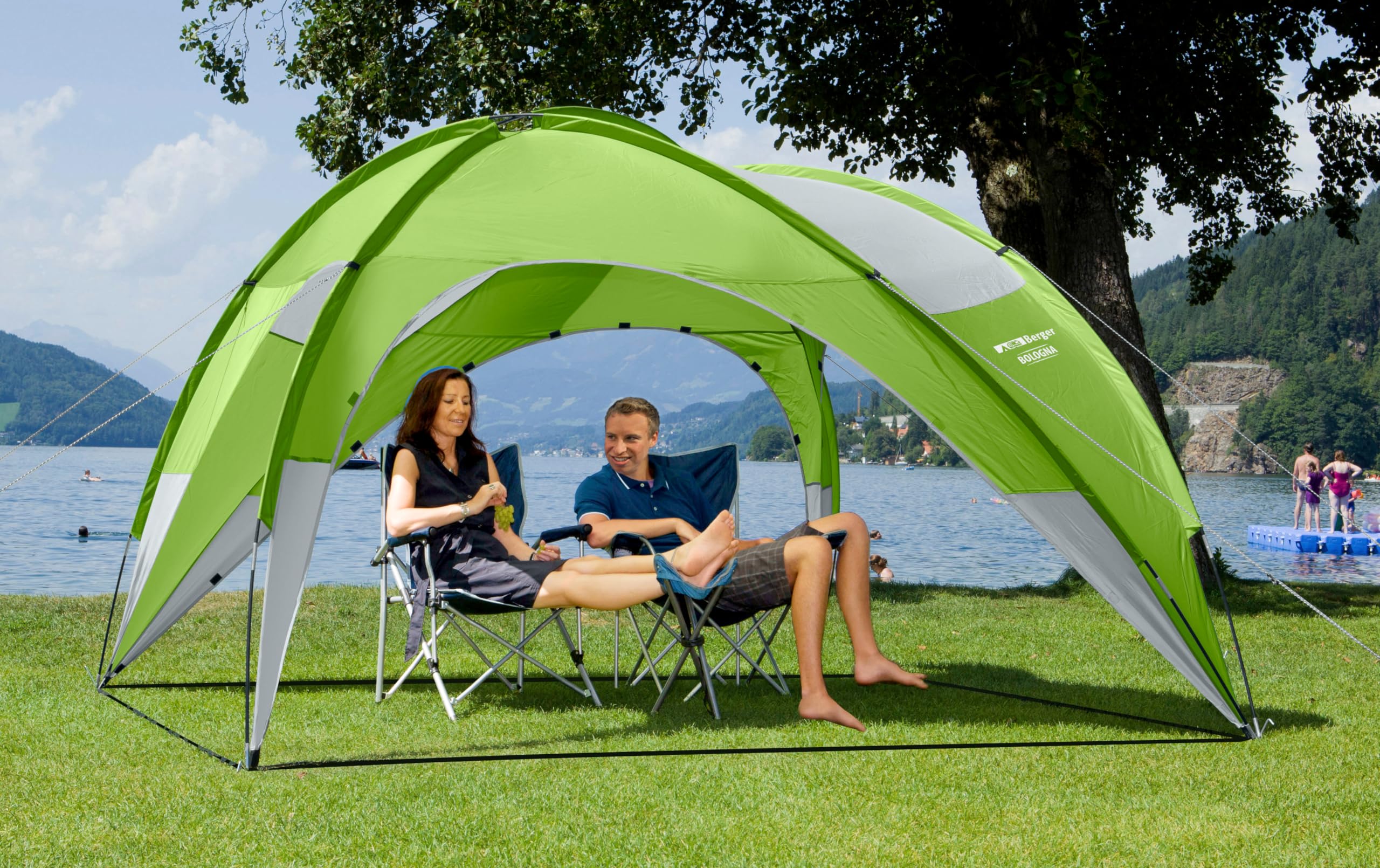 Berger Pavillon Bologna 280x280 cm | Gartenpavillon Wasserdicht & stabil mit UV50 inkl. 2 Seitenteilen | Faltpavillon Partyzelt ideal für Sonnenschutz Terrasse Camping Garten
