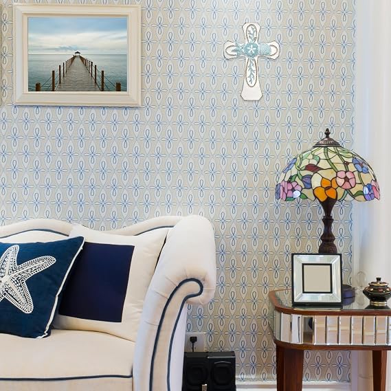 AMAJY Coastal Nautical Spiritual Wall Cross with Starfish, Coral, and Sea Shell Design, Beach House Decor, White Resin Religious Wall Art, Decorative Gift for Ocean Lovers and Coastal-Themed Homes