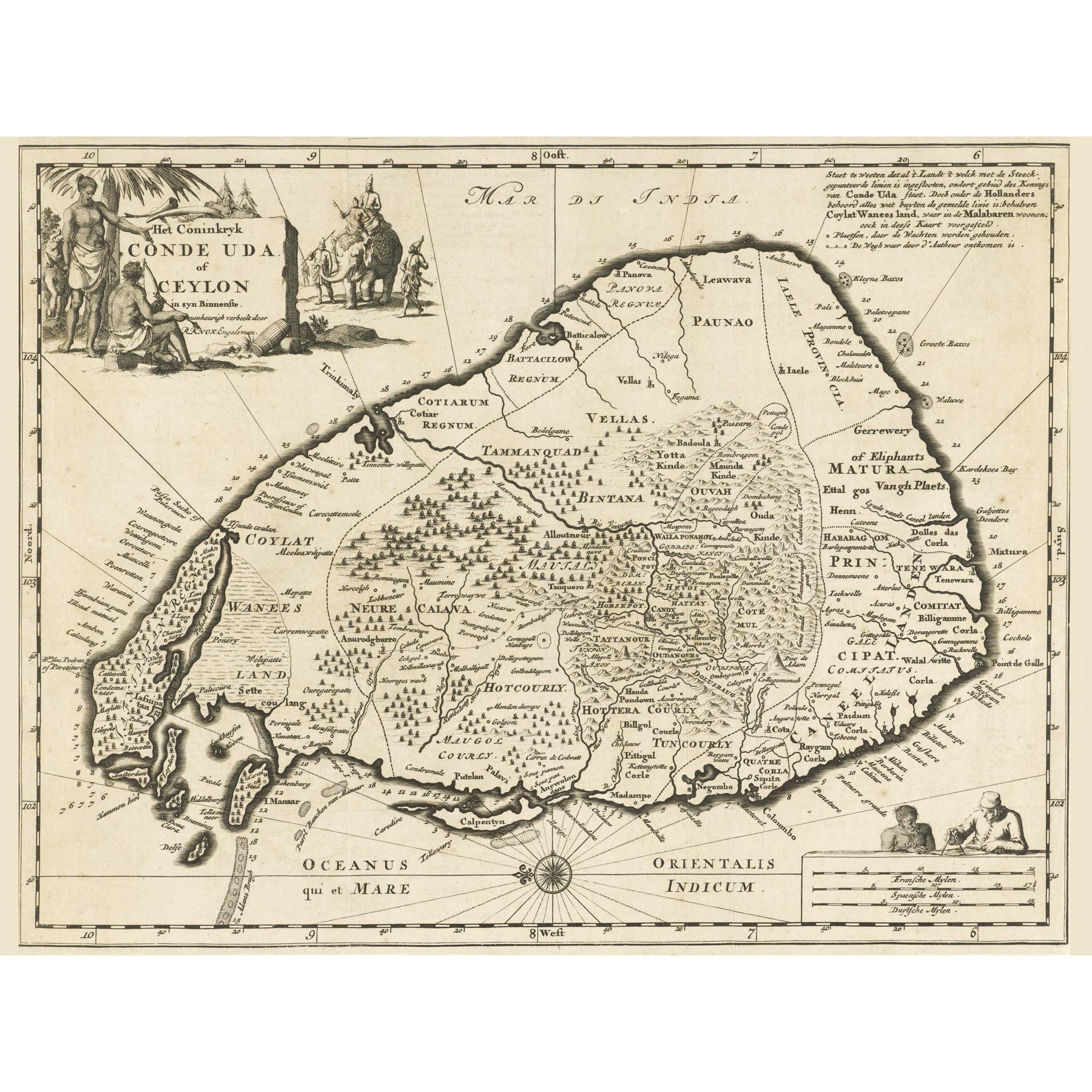 Artery8 Luyken Old Map Of Ceylon Sri Lanka Premium Wall Art Canvas Print 18X24 Inch