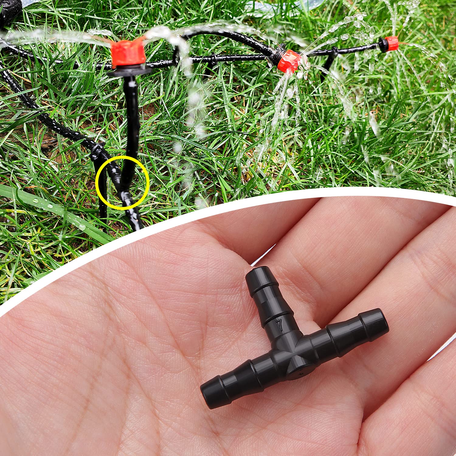 VooGenzek Raccord de Tuyau Tee Plastique 4/7 mm pour Irrigation Jardin Arrosage