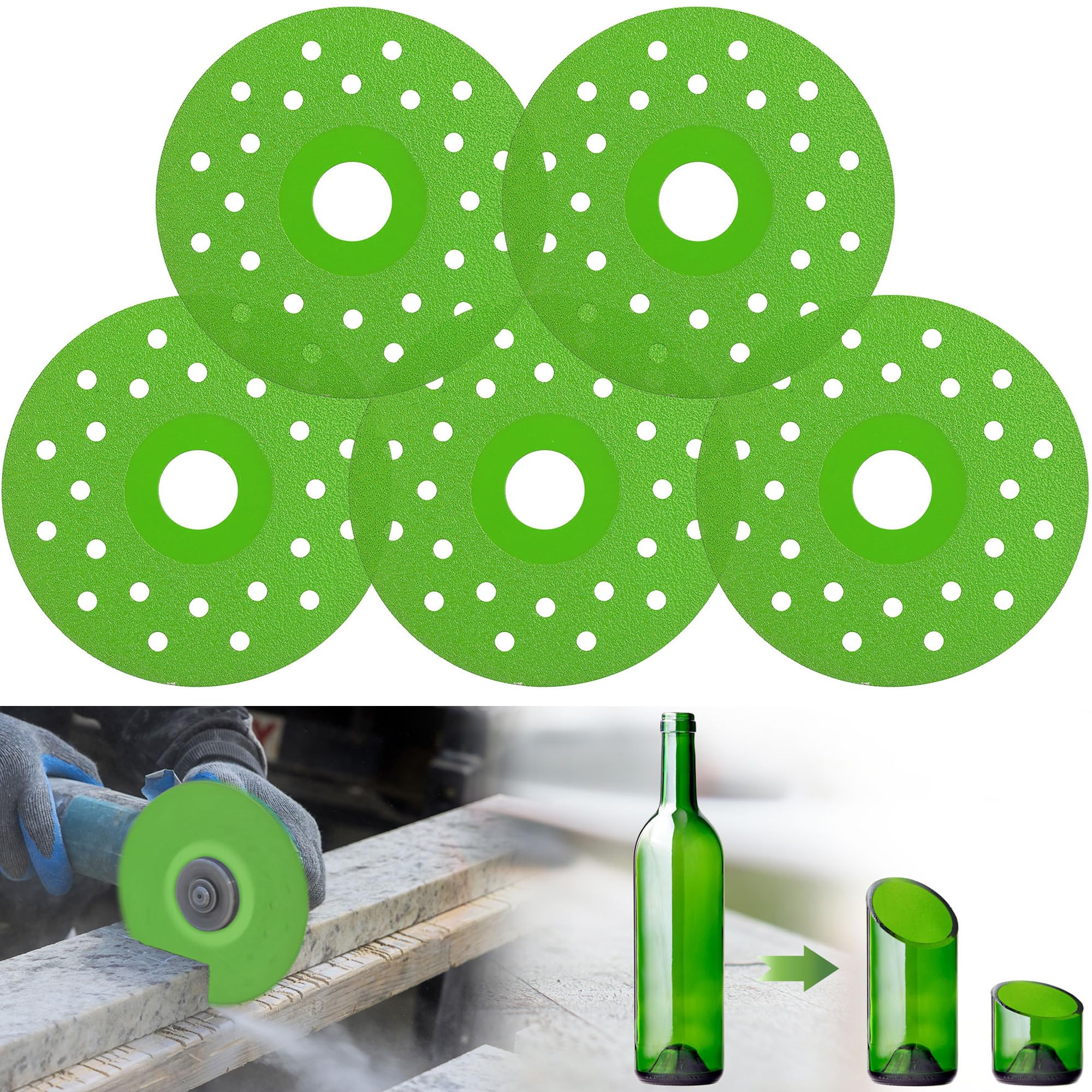 Mornajina 5 Packs 5 Inch Rock Slab Cutting Disc Grinding Disc Diamond Saw Blade for Angle Grinder, Disc para Cortar Ceramica, 1mm Ultra-Thin Saw Blade