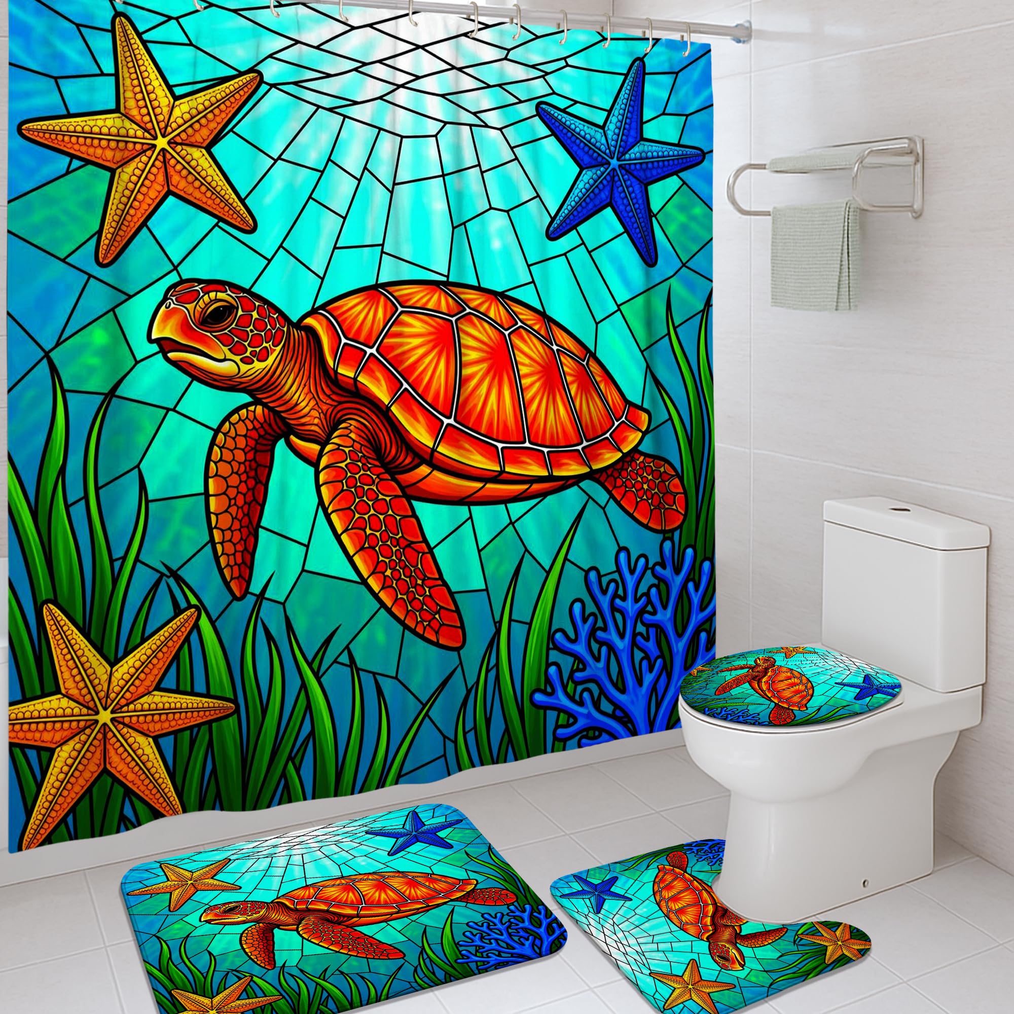 Rideau de douche 183x183 cm imperméable pour éliminer l'eau au sol et décorer votre baignoire