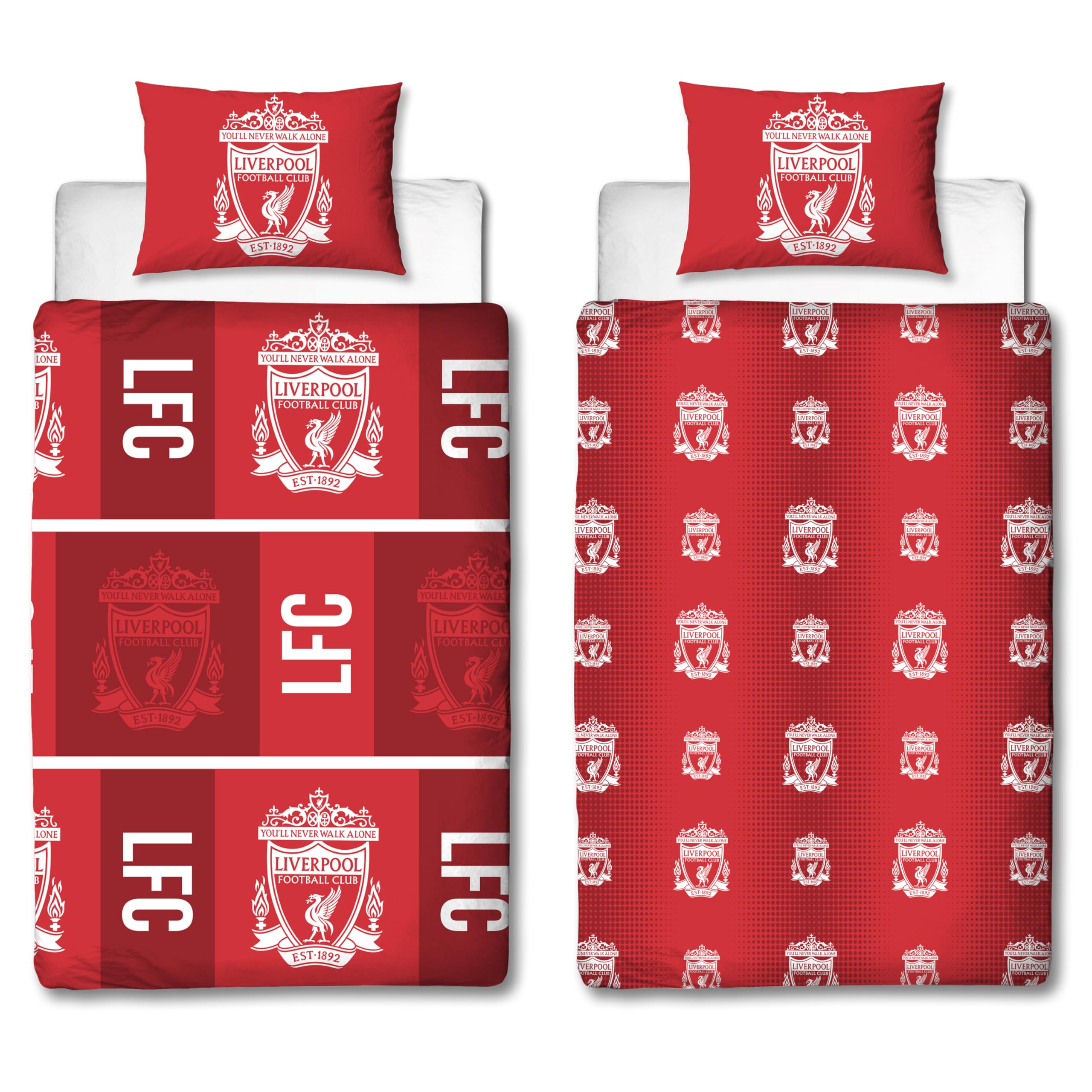 Liverpool FC Offizielles Einzelbettwäsche-Set, Design „Crunch“ | Rotes, beidseitig wendbares Fußball-Bettwäsche-Set mit passendem Kissenbezug | Offizielles Merchandise | Polycotton