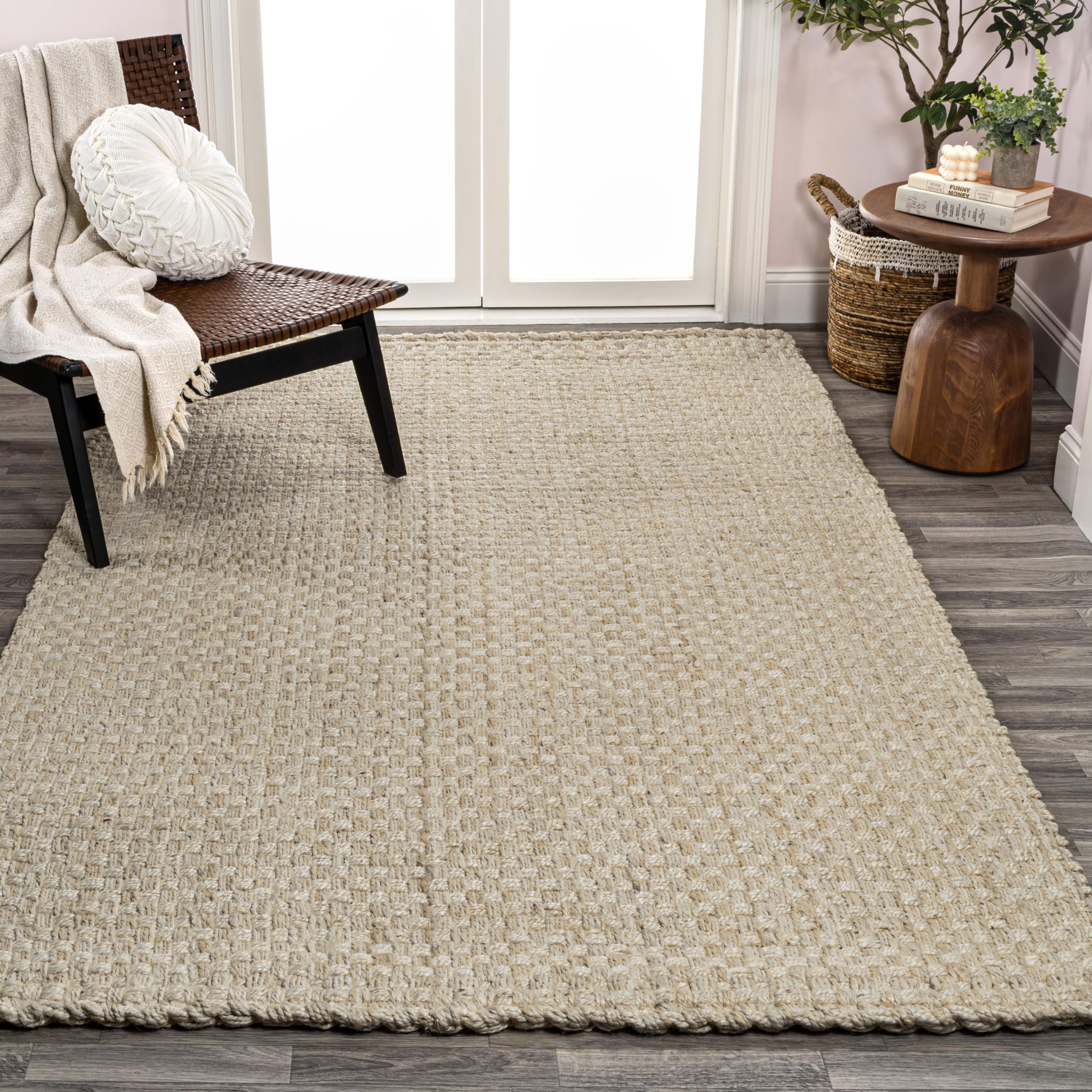 Tapete Xadrez Farmhouse JONATHAN Y - Verde/Creme 0.9x1.5m