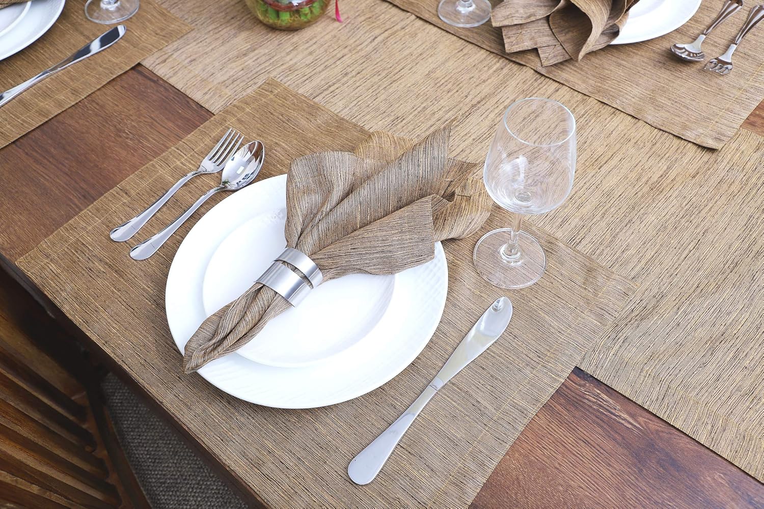 Crаzу Clеаrаnсе PARFAIR DESSIN Silk Linen Placemats - 14 x 19 inch Set of 4 Place mats Handcrafted Farmhouse Summer Fall Autumn Table Runner - Attractive Gift Pack for Thanksgiving – Cedarwood Brown