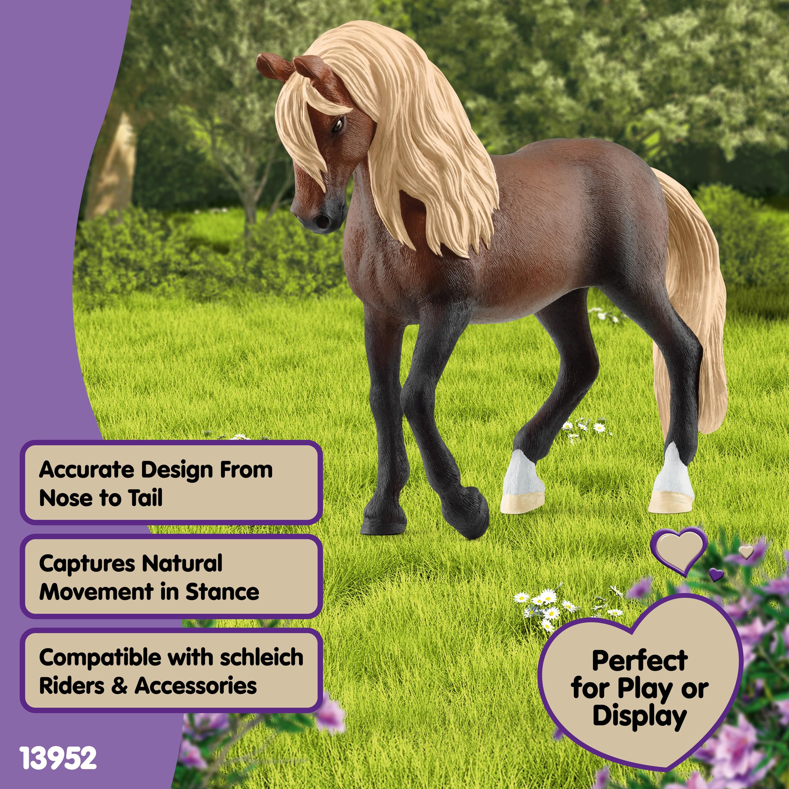 schleich 13952 Ogier rasy paso peruwiański, od 5 lat, HORSE CLUB - figurka, 3 x 14 x 10 cm | Figurka do zabawy od 6 lat | wierny w szczegóły koń | dekoracja lub figurka kolekcjonerska | prezent dla dziewcząt i chłopców