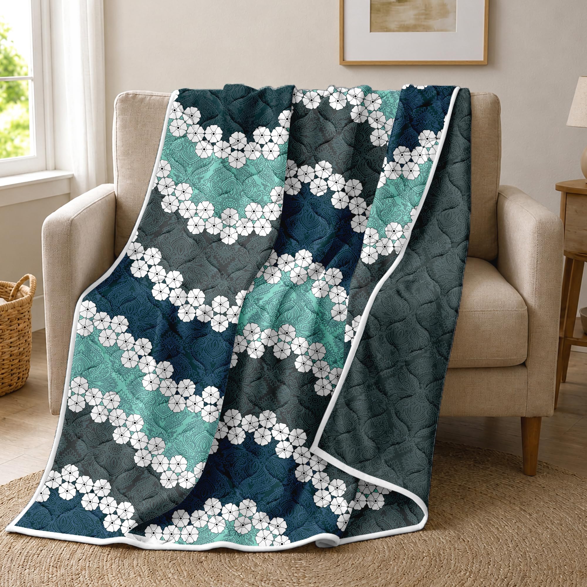 Divine Casa Microfiber Comforter - Navy Blue & White -23 Divine Casa Microfiber Comforter - Navy Blue & White -23