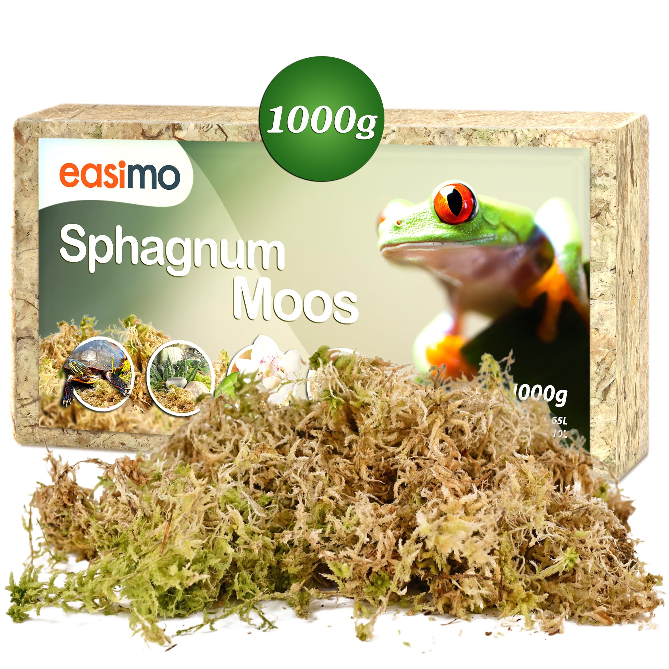 easimo | Sphagnum Moos für Pflanzen & für's Terrarium 1 kg I Moos für Orchideen Terrarien und andere Zimmerpflanzen I Lebendes Torfmoos Peat Moss