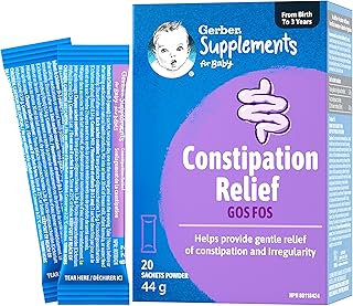 Gerber Supplements for Baby Constipation Relief (GOS FOS), 0-3 Years, For Constipation & Irregularity, No Additives, Colours, Flavours or Artificial Sweetener, Sachets