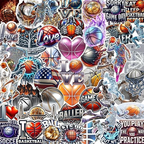 Basketball Stickers 50 PCS – 3-Inch | Large Size Stickers