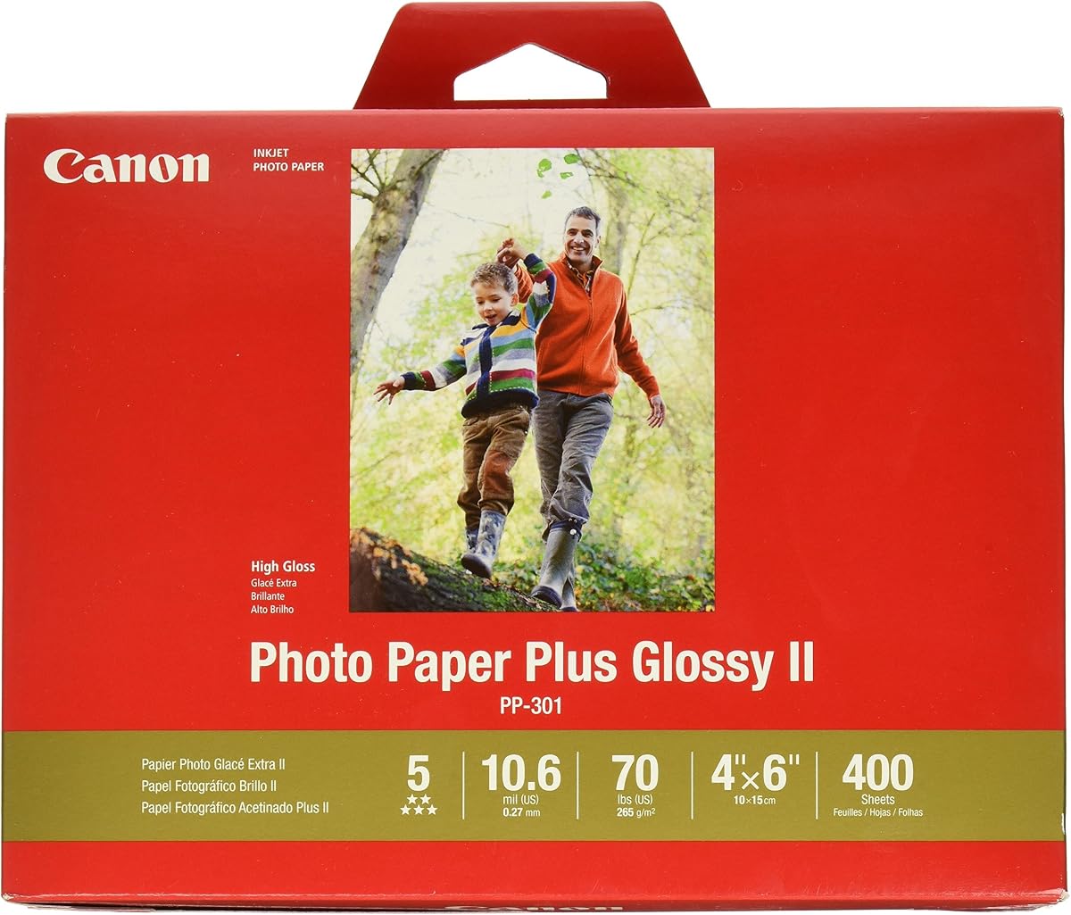 CanonInk Photo Paper Plus Glossy II 4" x 6" 400 hojas (1432C007)