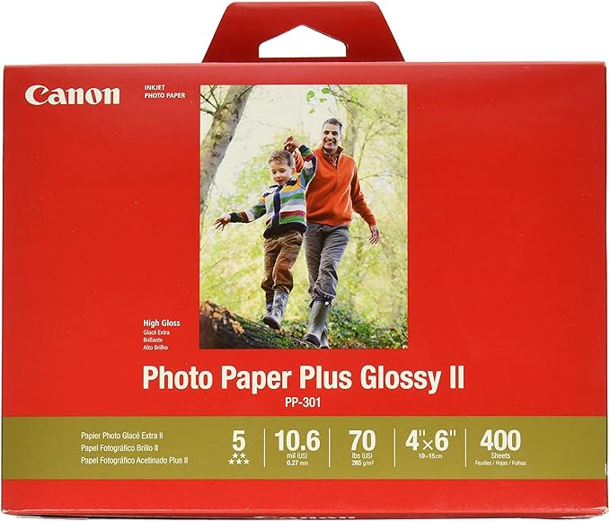 CanonInk Photo Paper Plus Glossy II 4" x 6" 400 Sheets