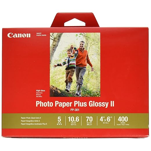 CanonInk Photo Paper Plus Glossy II 4" x 6" 400 Sheets (1432C007)