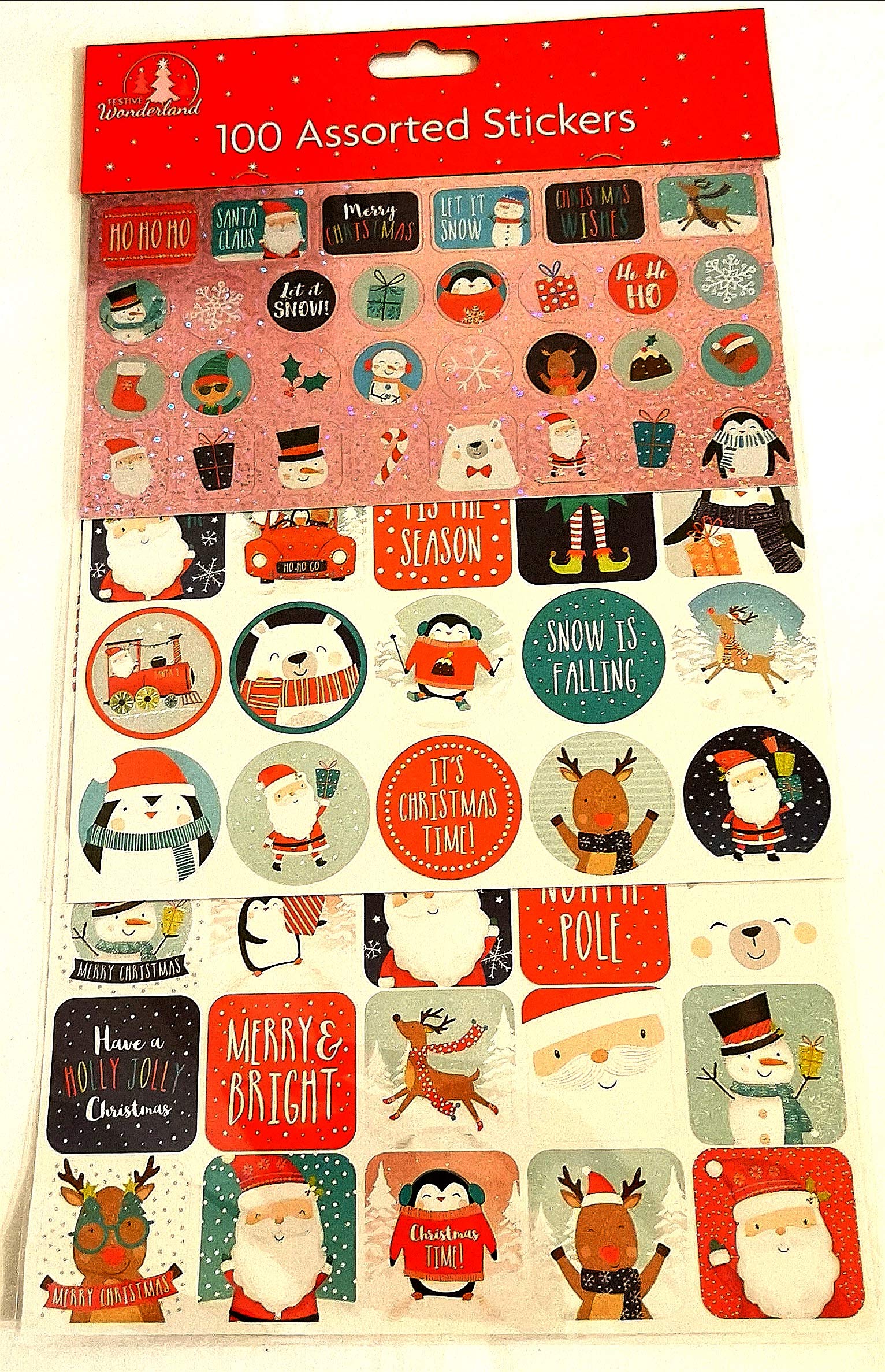 Tallon Christmas Colours Xmas 100 Assorted Stickers, 21.01 X 9.5 X 0.2 Cm