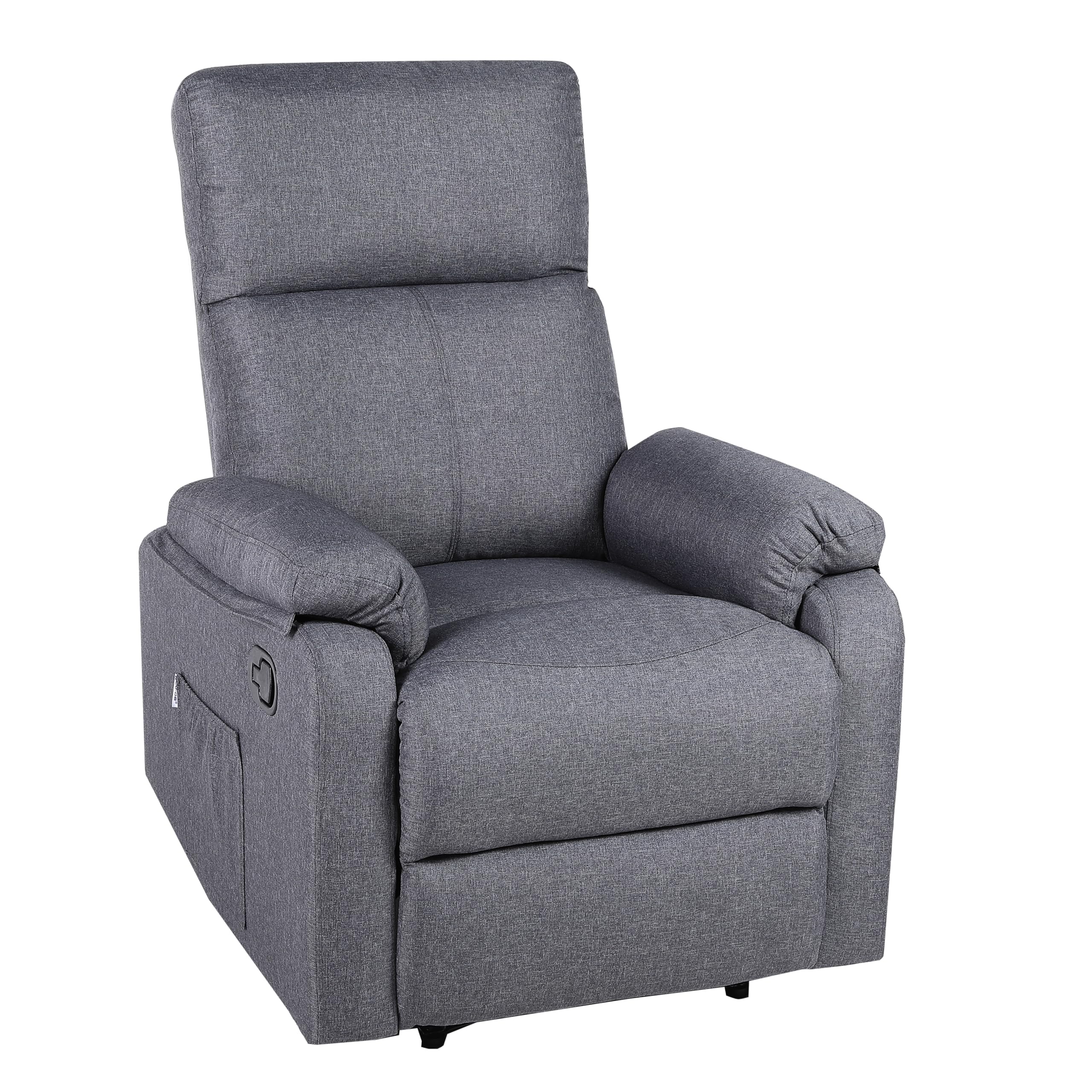 ECODE® Sillón Reclinable Manual de Tela con Calor Lumbar, Reposabrazos Lavables y USB de Carga – Comodidad para Personas Mayores en Salones o Espacios Reducidos