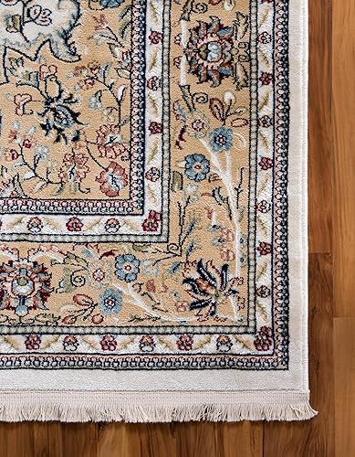 Miniatura 10 de Rugs.com Rabia Collection - Alfombra baja de 5 x 8 pies, color crema, perfecta para dormitorios, comedores, salas de estar