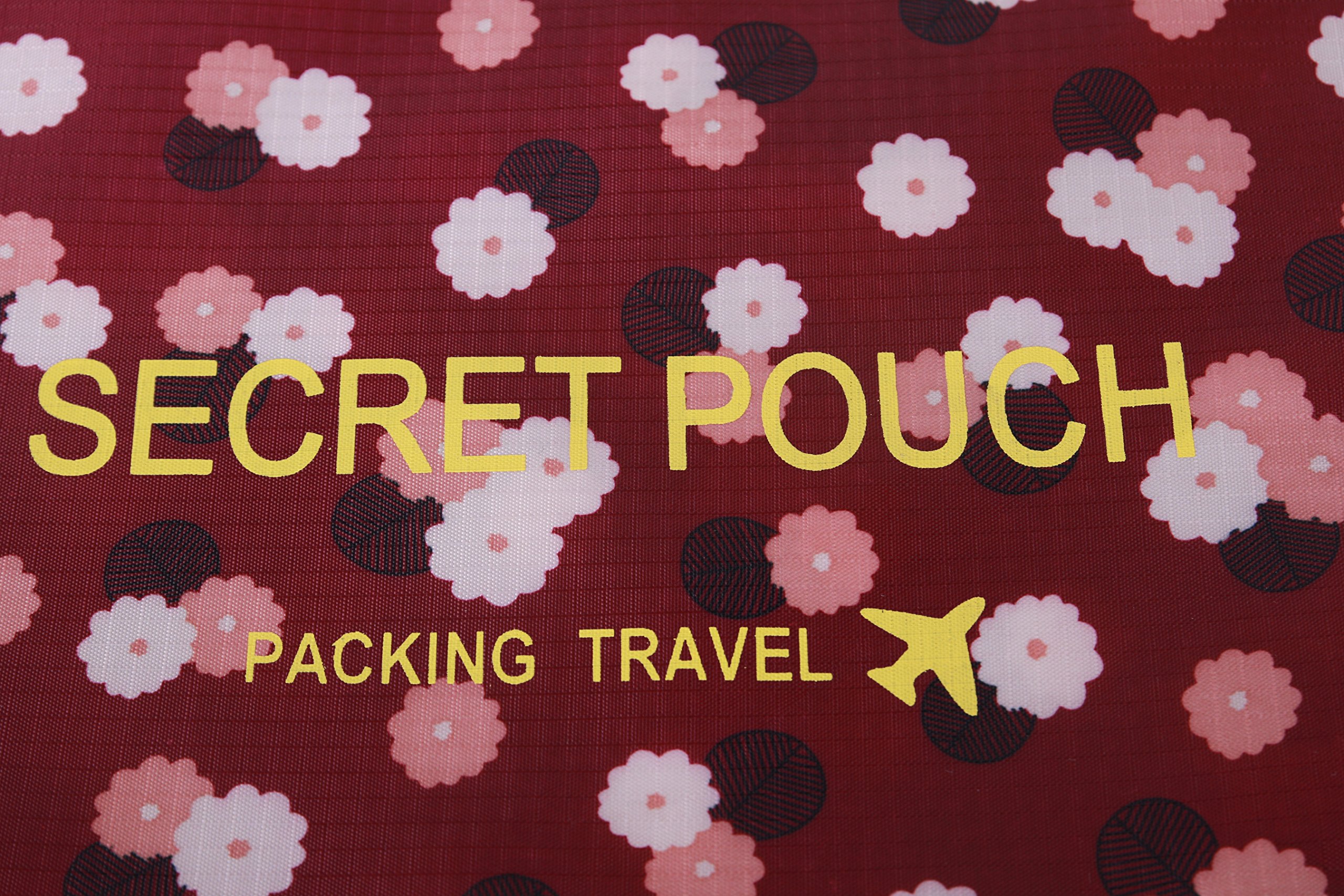 6 sets travel Organizers Packing Cubes Luggage Organizers Compression Pouches (Wine Daisy) 3