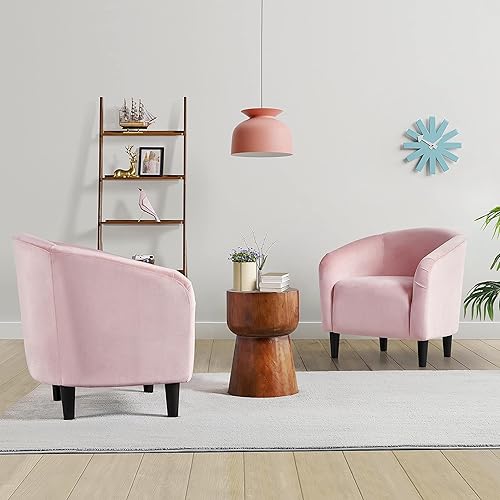 Miniatura 11 de Yaheetech - Silla decorativa con reposapiés, silla de respaldo de mediados de siglo, tapizada, suave, cómodo juego de sillón y reposapiés de tela,