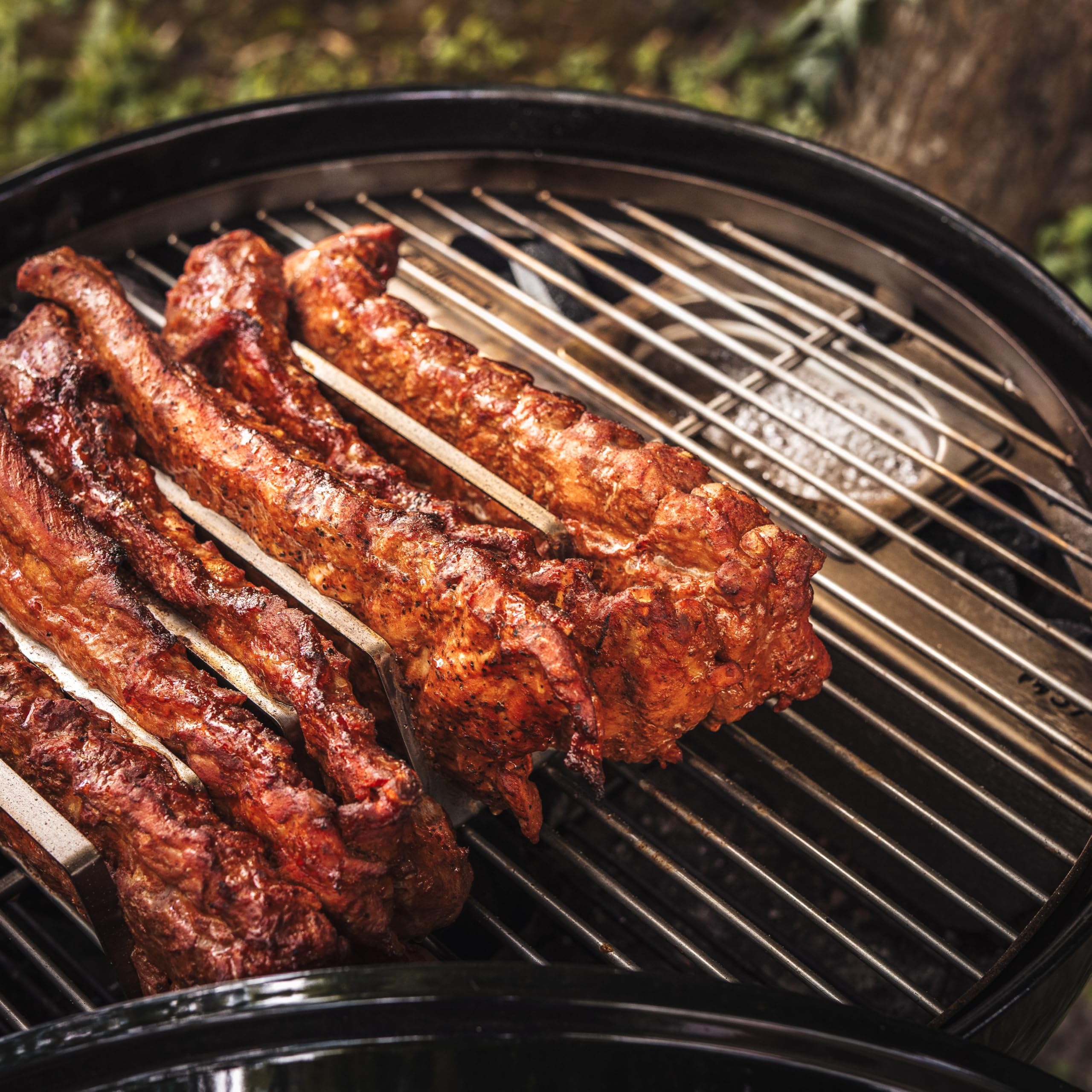 Grillrost.com Das Original Edelstahl Rippchenhalter | RibRack - für 6 rundum knusprige Spareribs vom Grill & Backofen