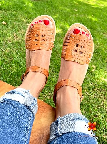 Miniatura 7 de COLORES DE MEXICO MX - Mexican Geniune Leather Sandals with Ankle Strap for Women - Model 1031 (9)