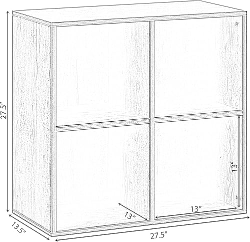 Miniatura 3 de Basicwise Estantería de madera moderna para almacenamiento de juguetes, 4 cubos, organizador cuadrado, color blanco