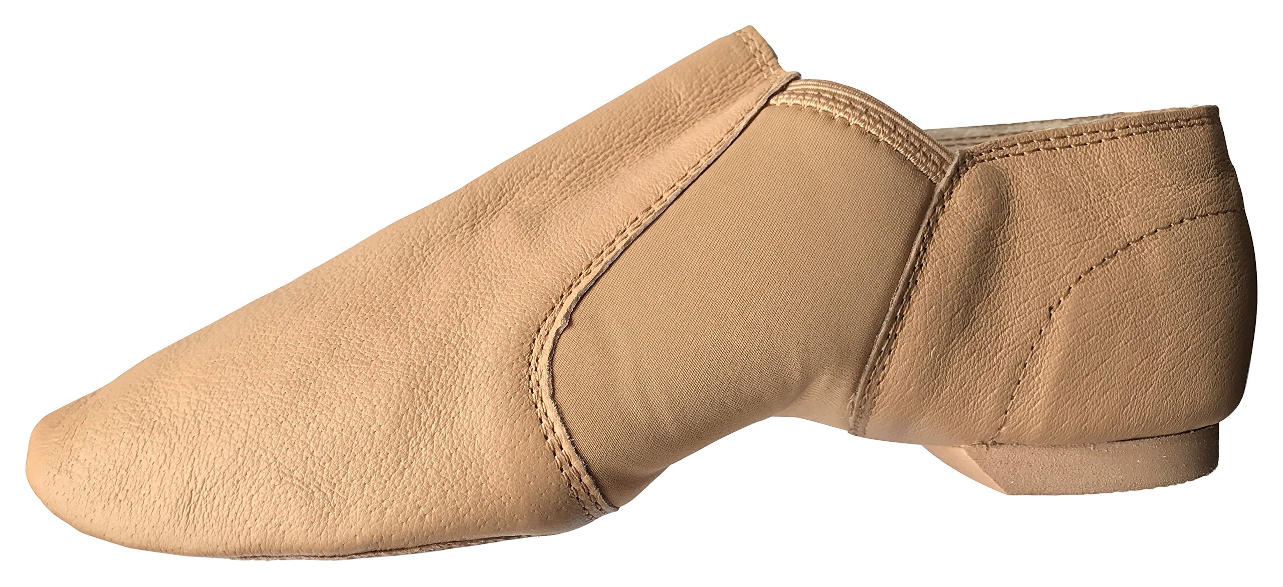 Danz Plus Slip On Leather Jazz Shoes Adult & Child (US 11 Adult, TAN)