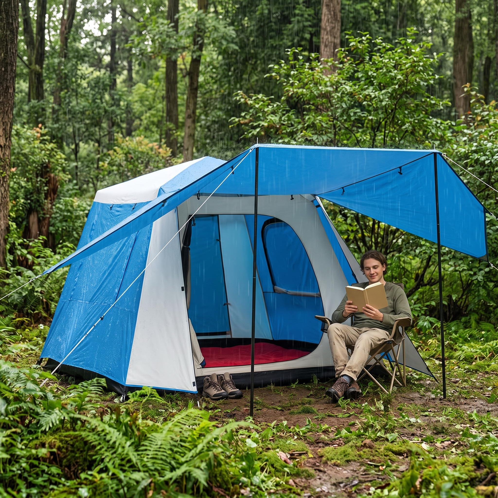 Zelt 4 Personen – Automatisches Wurfzelt Wasserdicht für Camping & Familie