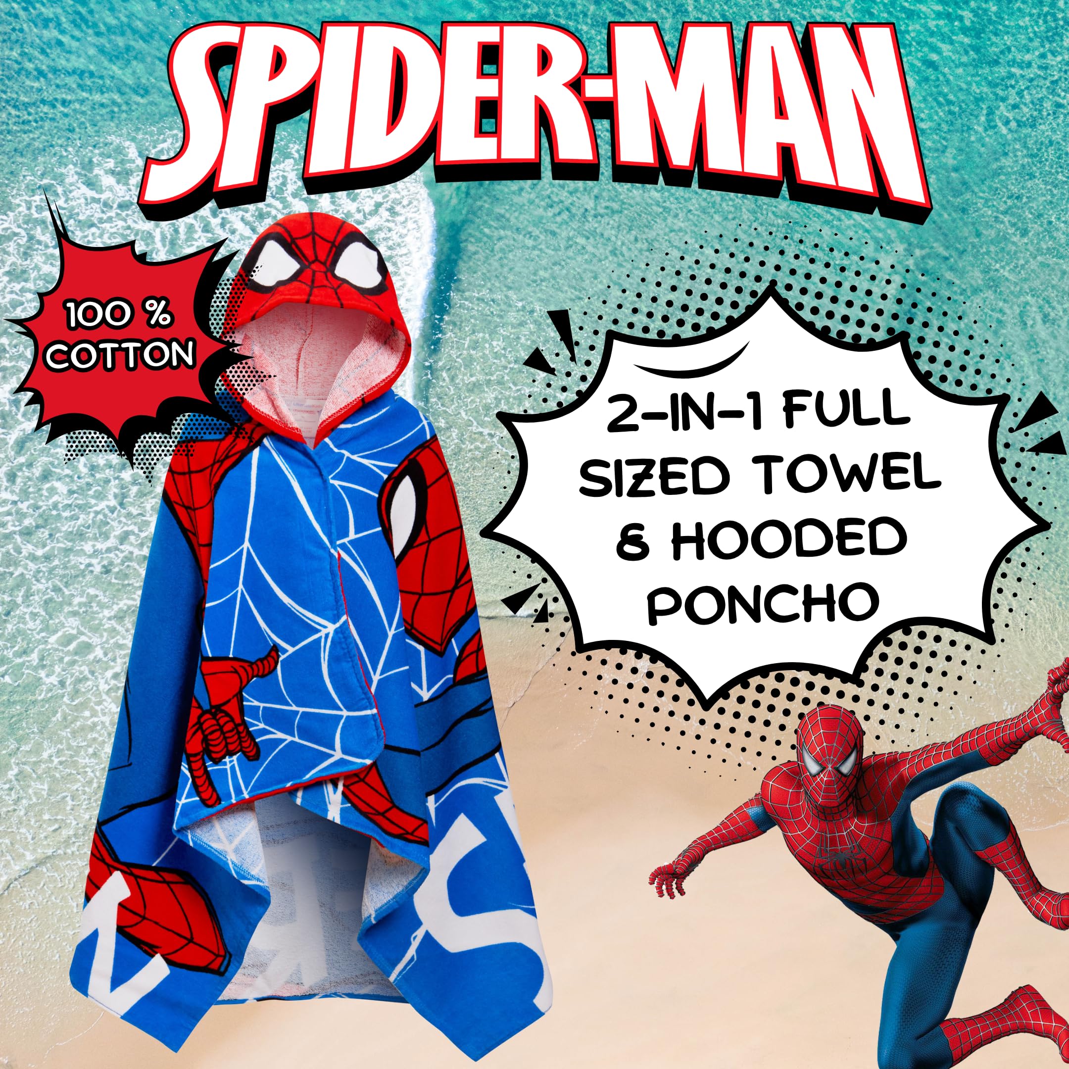Spider-Man Ręcznik z kapturem 100% bawełna odzież Avengers ponczo dla dzieci ręcznik plażowy do pływania owinąć chłopcy sukienka do przewijania
