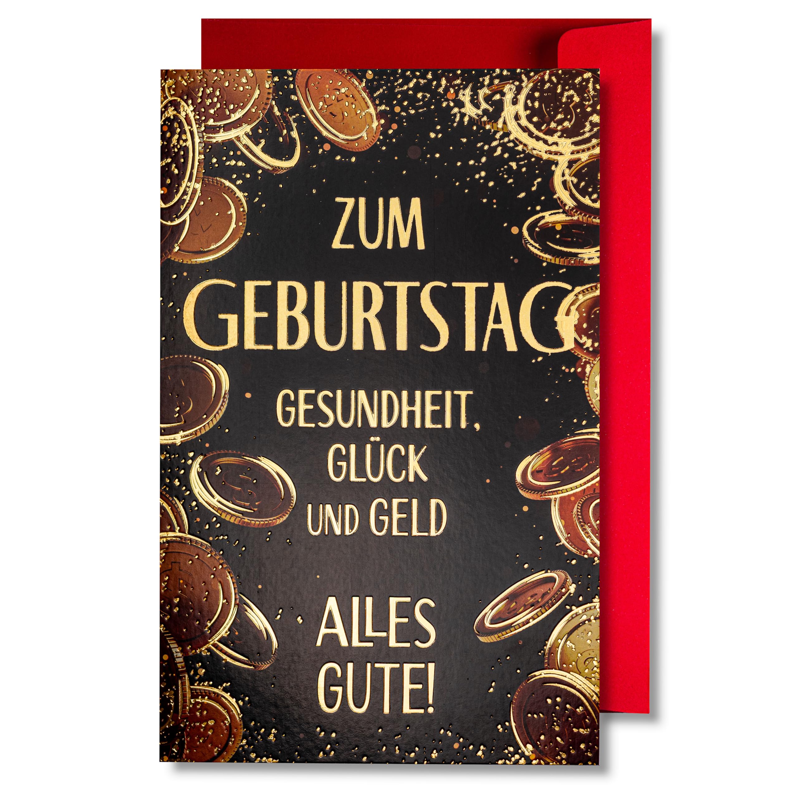 art nuvo Birthday Card - Happy Birthday Card with Envelope Full of Shine and Shimmering Light Reflected in the Glittering Number and Colourful Prints