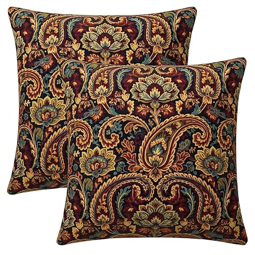 aportt Vintage Paisley Flowers Pillow Covers 18X18 Inch Set of