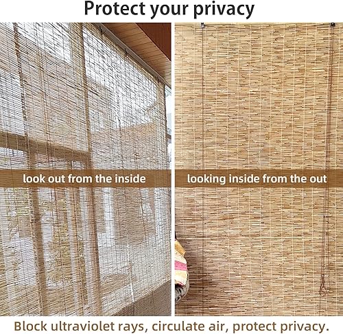 Miniatura 2 de Persianas de bambú para patio al aire libre, persianas de bambú retro, persianas enrollables para filtrar la luz, persianas enrollables para
