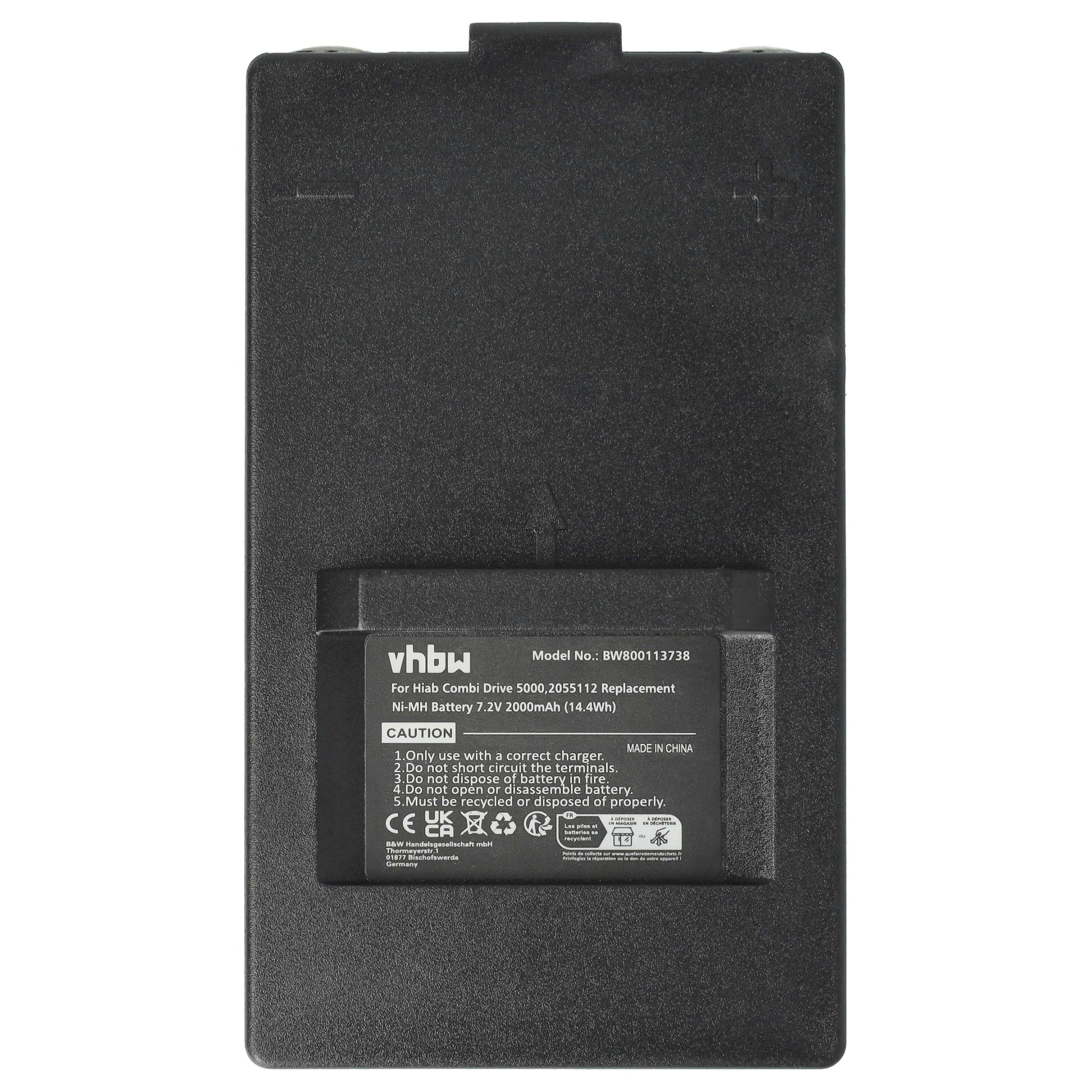 vhbw 2x batteria compatibile con Hiab CombiDrive 4000 Radiocomando Industriale, Telecomando (2000mAh, 7,2V, NiMH) - Nero