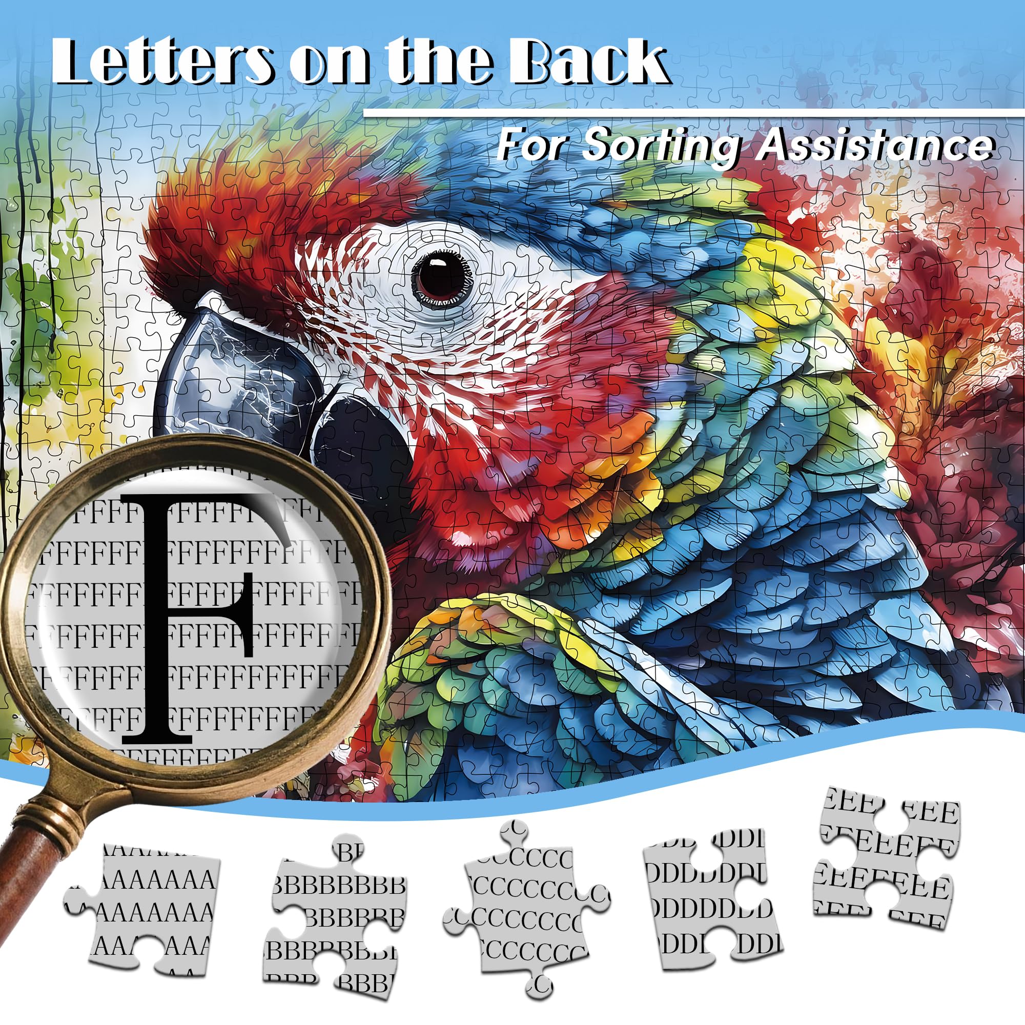 CREAFOMIFE 1000 Piece Jigsaw Puzzle for Adults Oil Painting Style Parrot Large Puzzle, Gift for Adult Puzzle Lovers (70 x 51 cm) - Image 3