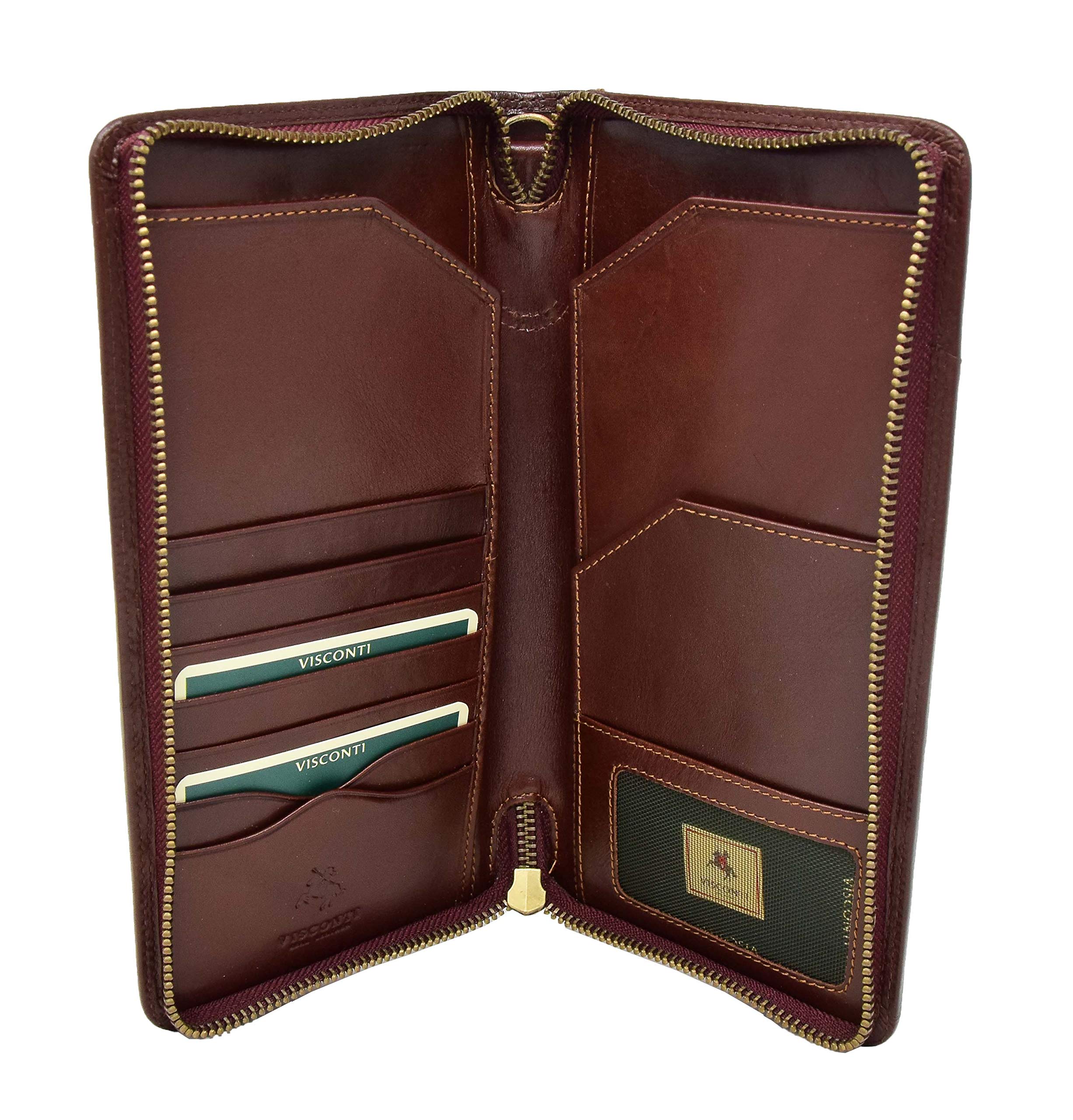 DR433 - Cartera de viaje para pasaporte de piel, color marrón, Brown, S, Casual