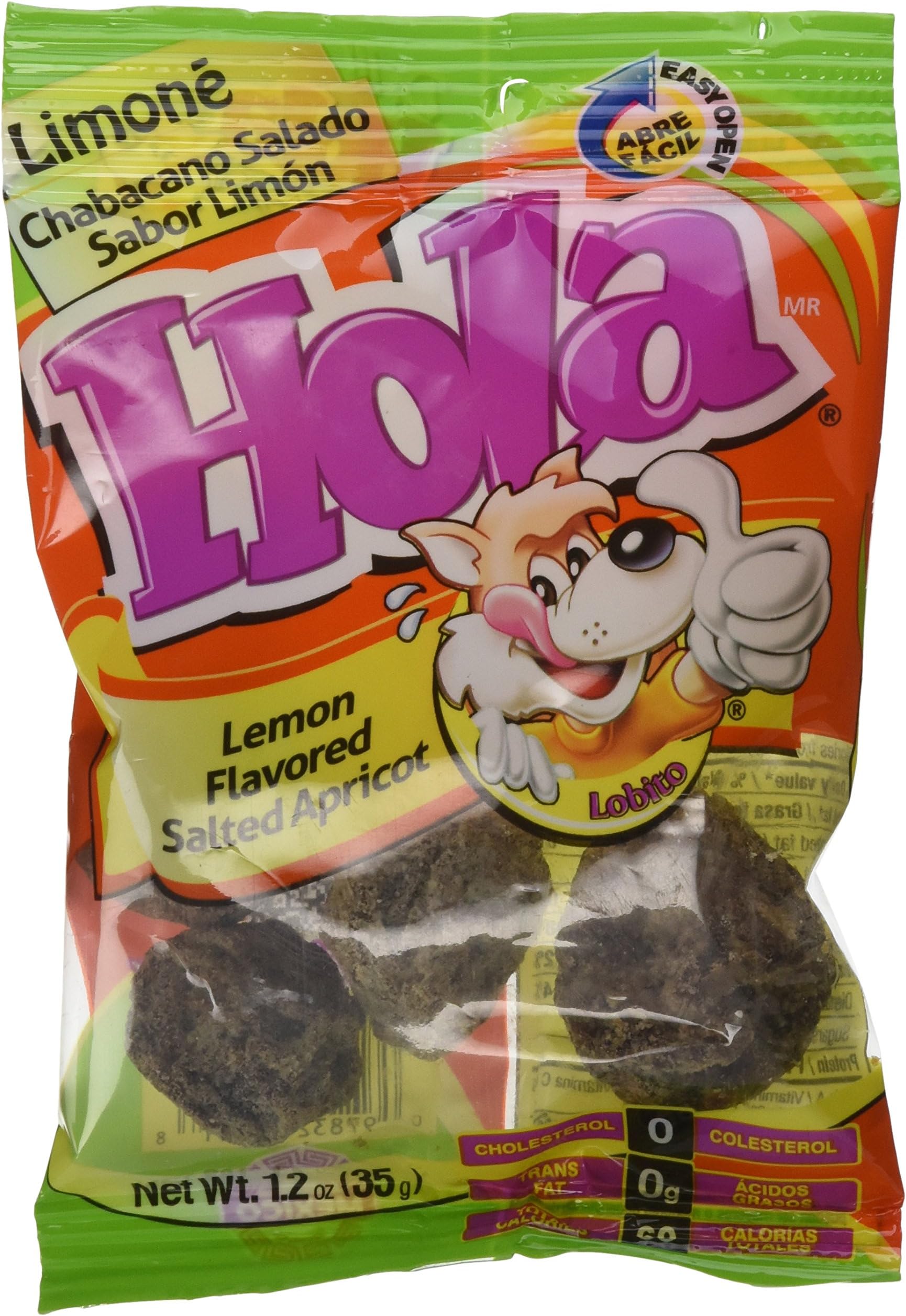 Saladitos Sabor Limon - Saladulces HOLA Lobito - Lemon Flavored Salted Apricot - 1.2 oz - 3 units