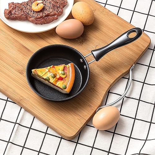 Miniatura 7 de Tessco for you 2 piezas de una sartén de huevo, mini sartén de inducción para freír huevos, mini sartén antiadherente redonda de 4.7 pulgadas con
