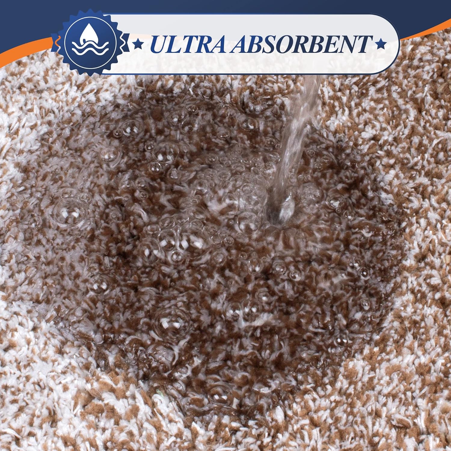 Walensee Bathroom Rug Non Slip Shaggy Bath Mat (16 x 24, Ombre Brown) Water Absorbent Soft Microfiber Machine Washable Thick Plush Rug for Shower - Image 3