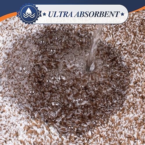 Miniatura 3 de Walensee - Tapete de baño antideslizante, absorbe el agua, de microfibra suave, peluda, lavable a máquina, para regadera, 20 x 32 pulgadas, marrón