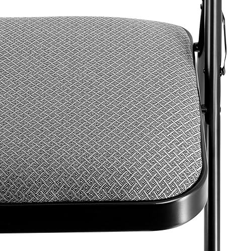 Miniatura 7 de Elama Sillas de cena plegables de metal para interiores y exteriores de 4 piezas con asientos acolchados (gris 3)