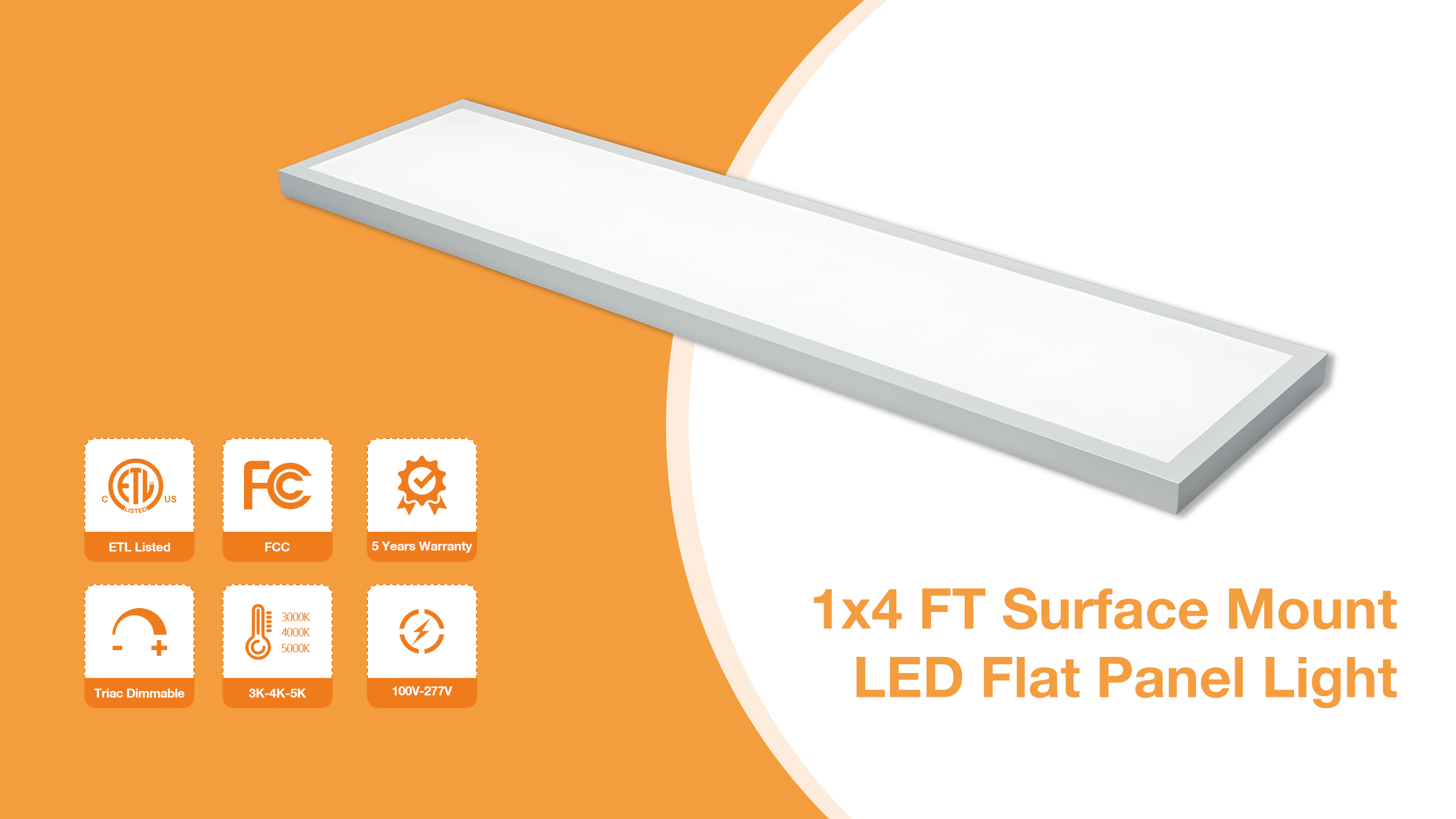 Image of 1x4 LED Flat Panel Light Surface Mount 4-Pack, 100-277V