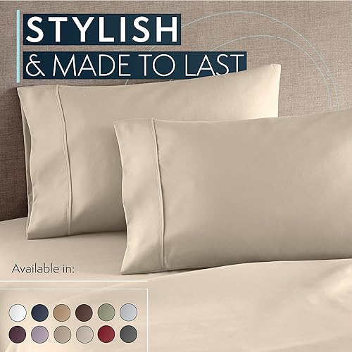 Vista 9 de 2 piezas con conjunto de fundas de almohada colección HC, 1500 hilos contados de calidad egipcia (muchos tamaños y colores)., Microfibra, Marrón