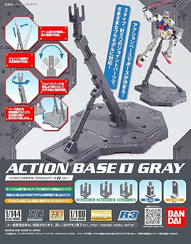 Miniatura 2 de Bandai Hobby Soporte de exhibición Action Base 1 (escala 1/100), color gris