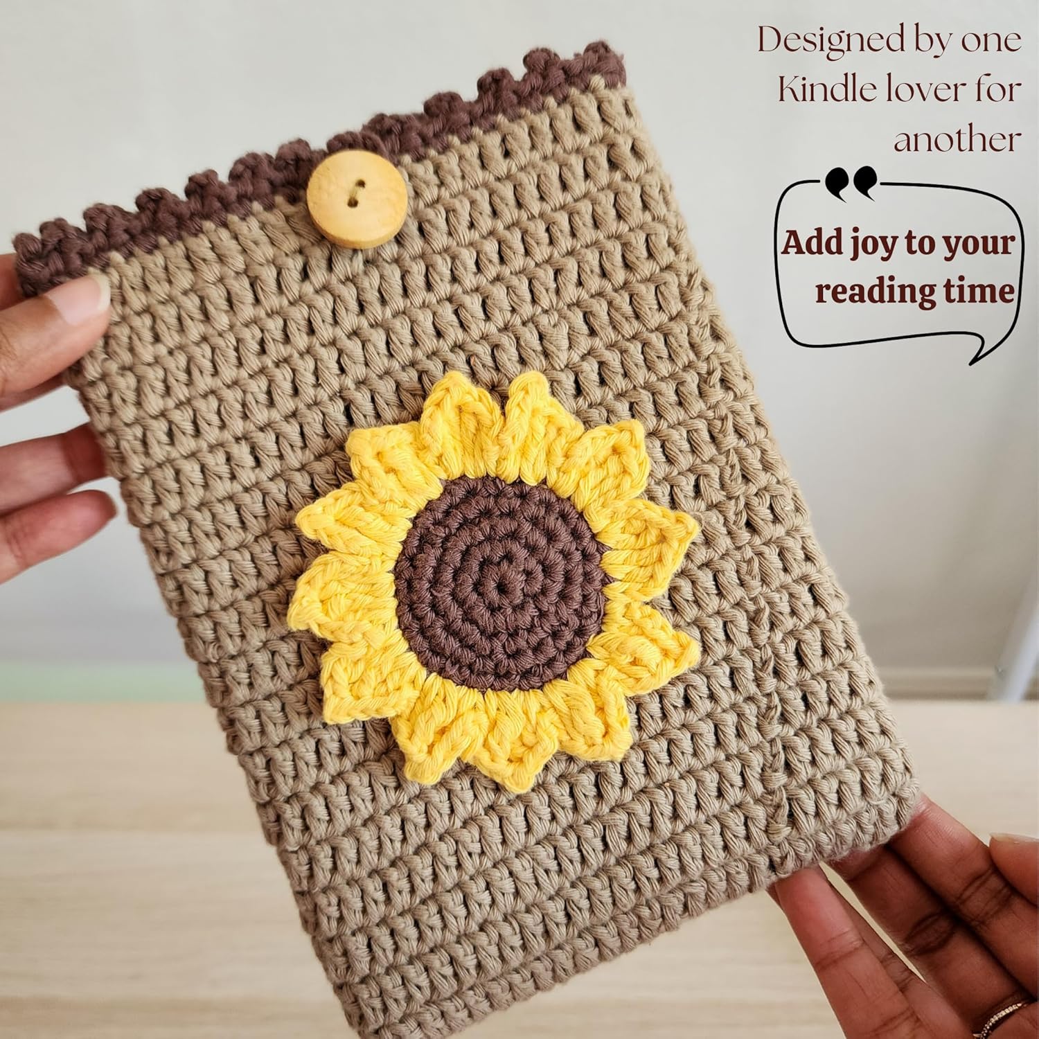 Handwoven Kindle Pouch, Compatible with All Models 5.5”- 7” (Except Scribe), Handmade Kindle Accessories for Women, Protective Sleeve Cover Pouch Bag, Crotcheted eBook Reader Sleeves