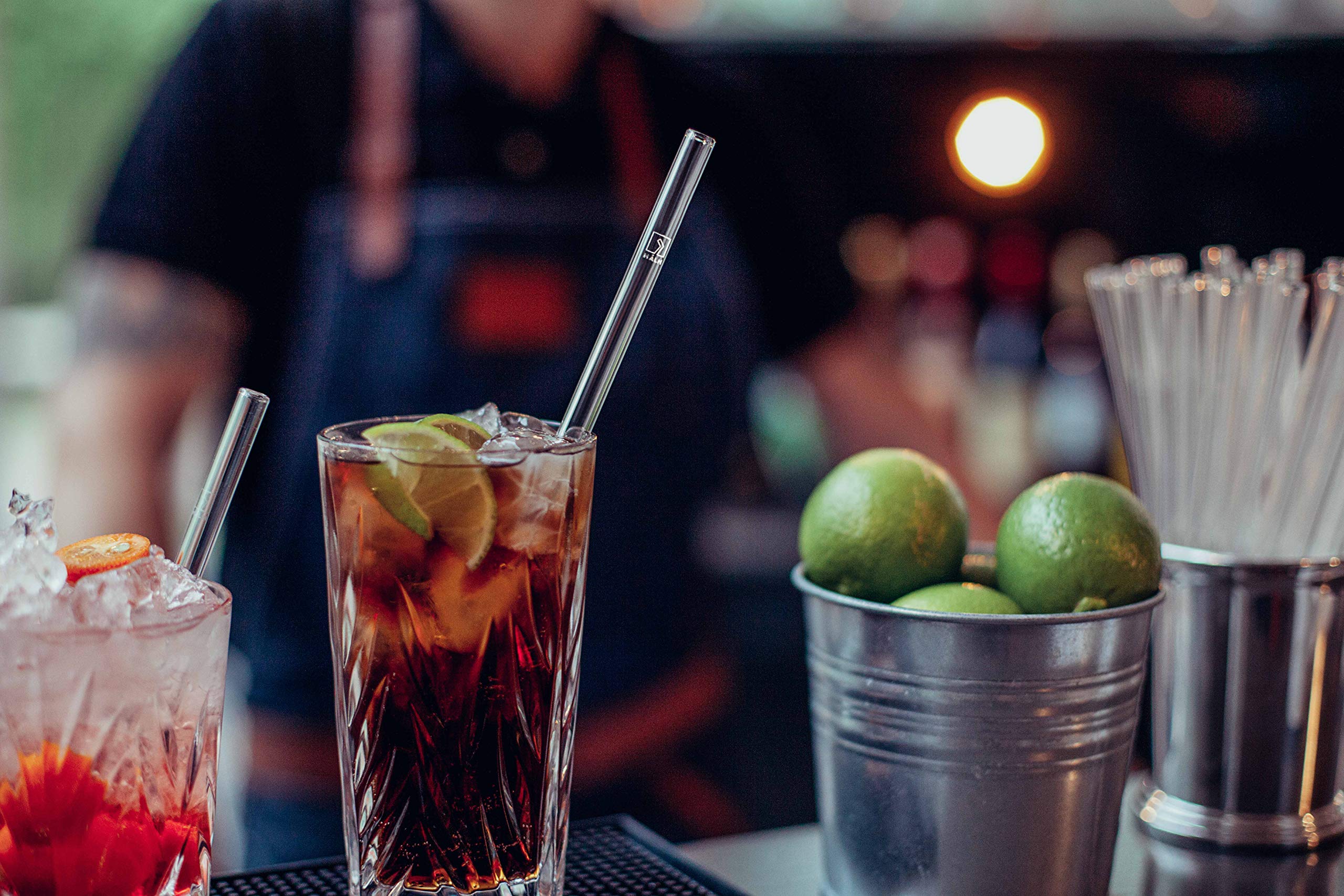 Cannucce di vetro HALM riutilizzabili - 50 pezzi dritti 23 cm - per ristorazione, ristorante, bar, caffè, albergo - lavabili in lavastoviglie - cannucce di cristallo per long drink, frullati.