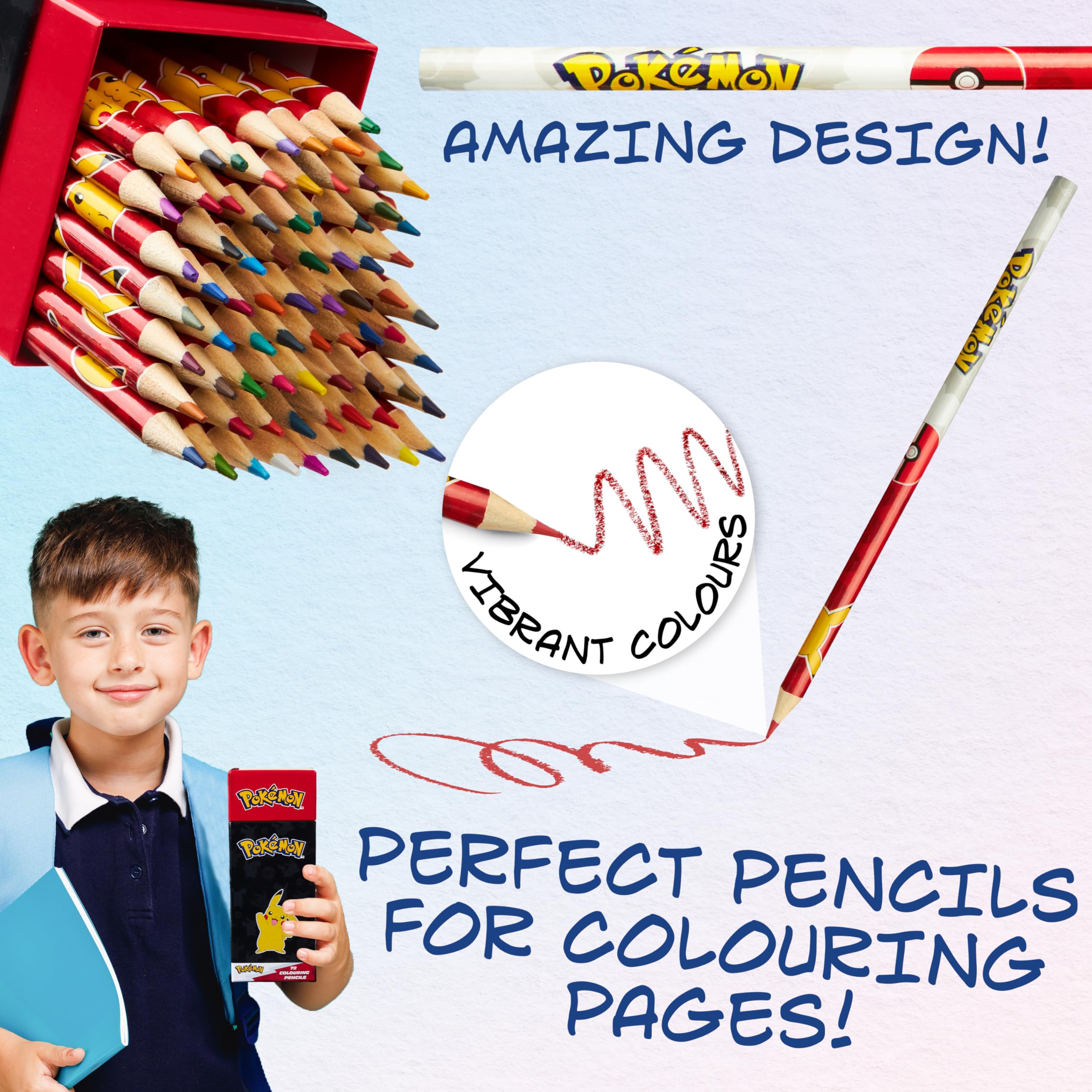 Pokemon Colouring Pencils Set of 72 Assorted Colours Pikachu School Supplies Travel Colouring Set for Drawing Sketching Anime Gifts for Kids - Image 4