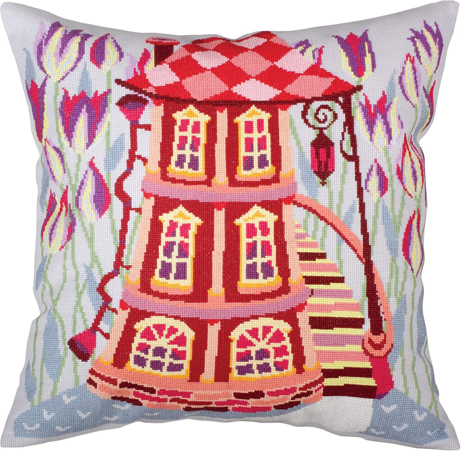 RTO Counted Cross Stitch Kit Cushion Where The Flowers Live CU017, 40x40 cm, DIY