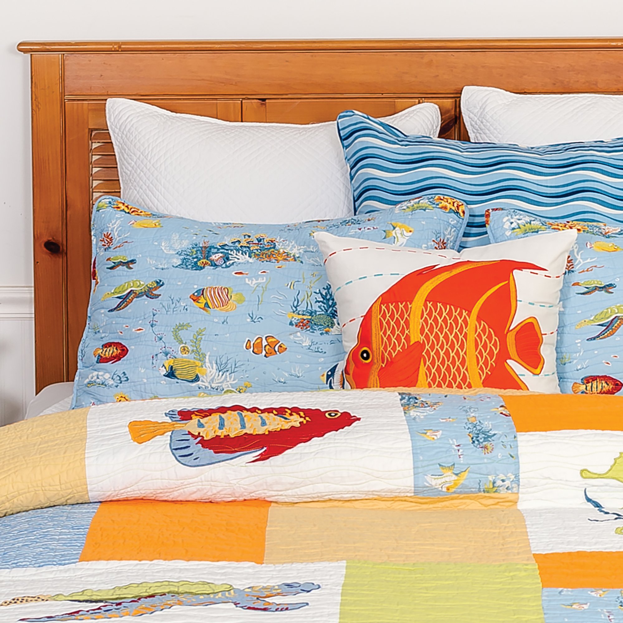 C&F Home Sea Life King Quilt 100% Cotton Lightweight Machine Washable Reversible Bedspread Coverlet King Blue