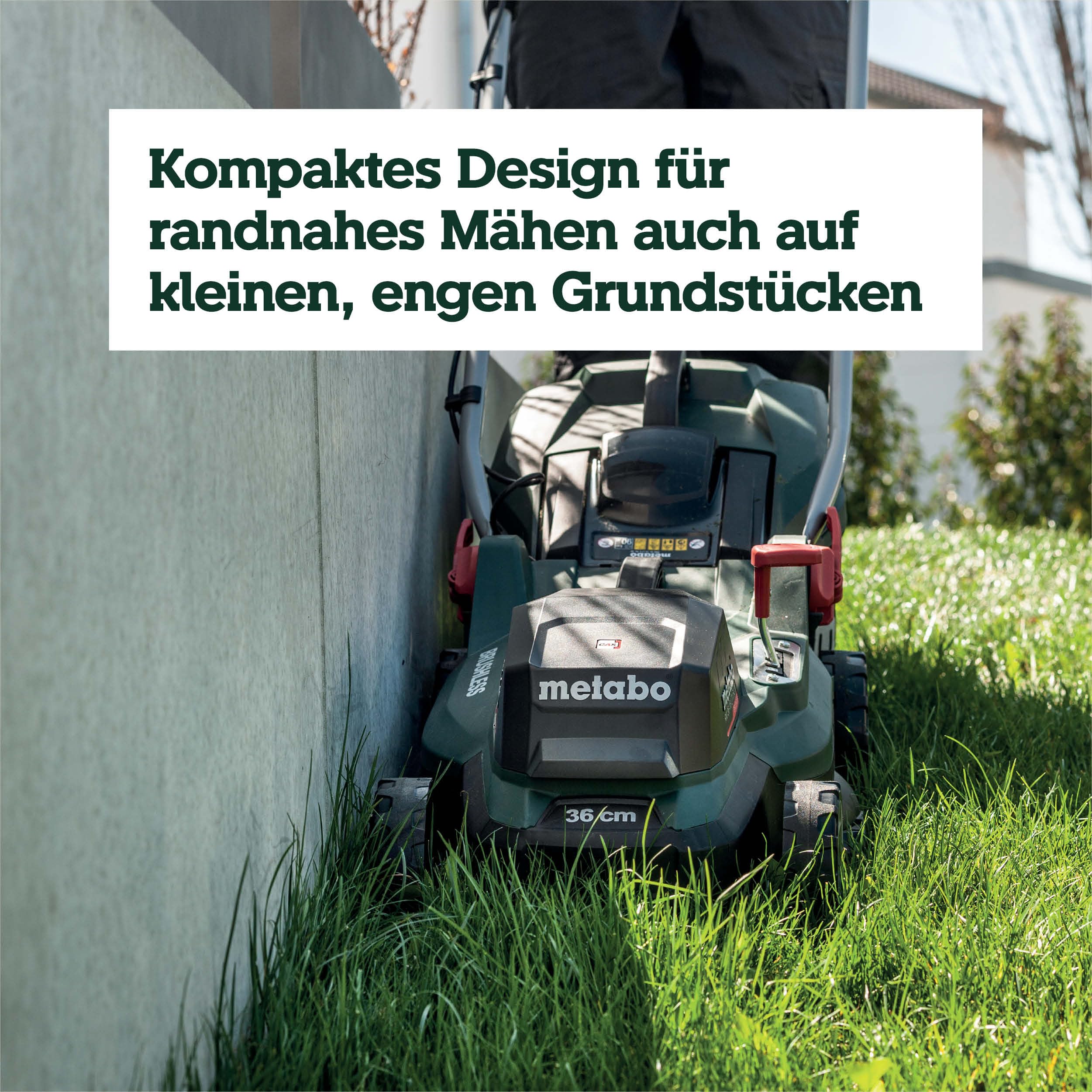 metabo Akku-Rasenmäher RM 36-18 LTX BL 36, Mulchmäher für Garten & Rasen | Elektrischer Rasenschneider ohne Akku und Ladegerät, kompakter Mäher für 350 m², 5-Stufen Schnitthöhe, inkl. Fangsack